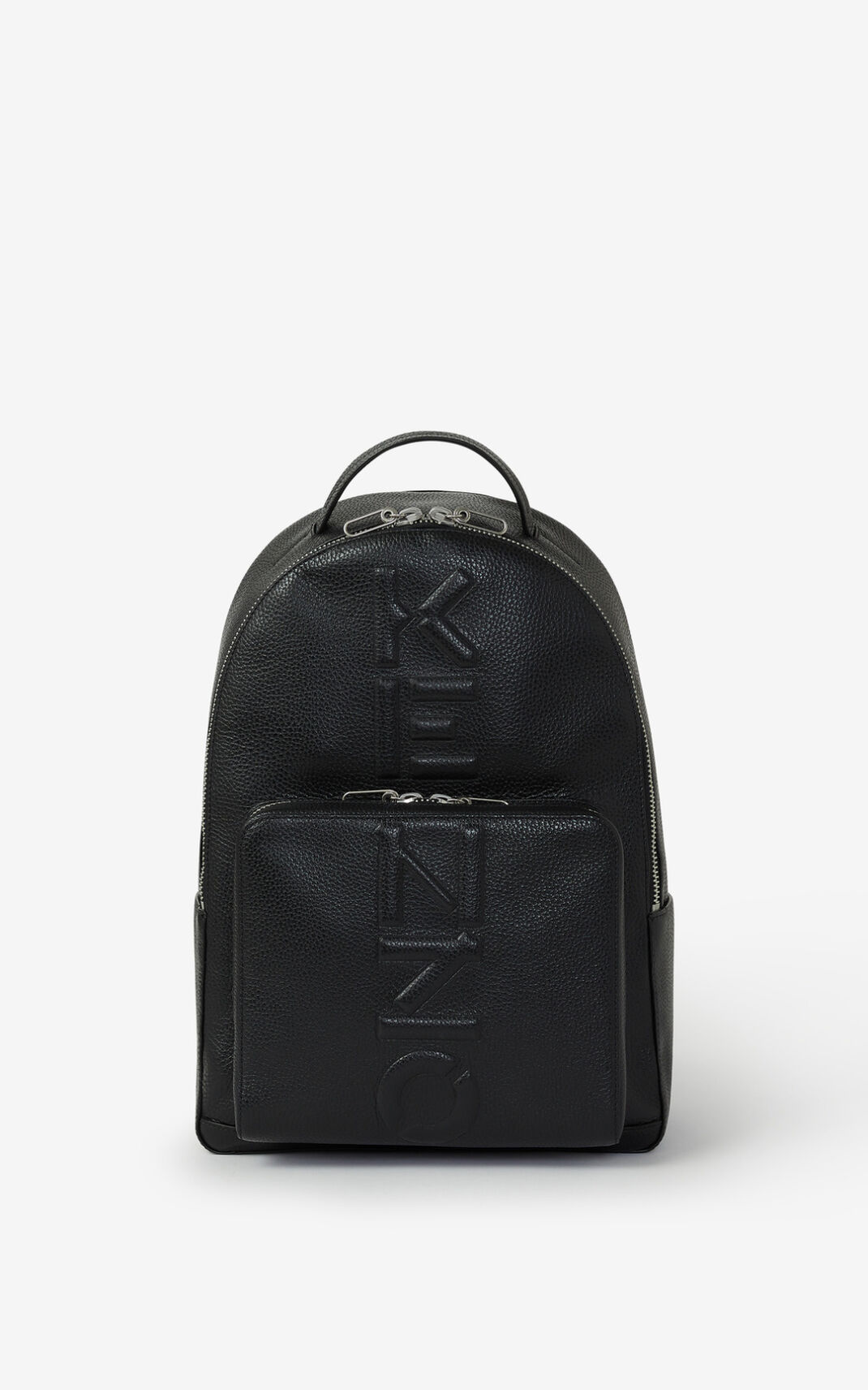 Kenzo Grained Cuero Mochila Hombre Negras | 1438652-KI